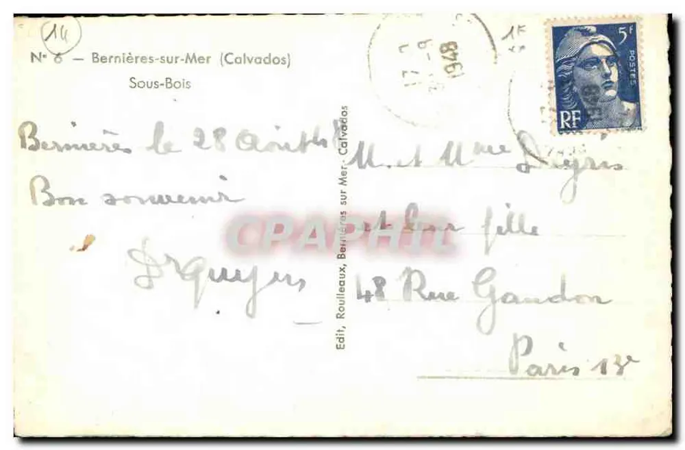 Igreja de Bernières-sur-Mer — editor Rouleaux, n°6 - Verso