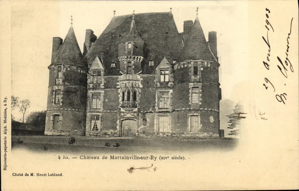 Kasteel van Martainville-sur-Ry — 14e eeuw — Cliché van M. Henri Leblond, Juwelier-papeterie Alph. Blottière, te Ry - Voorkant