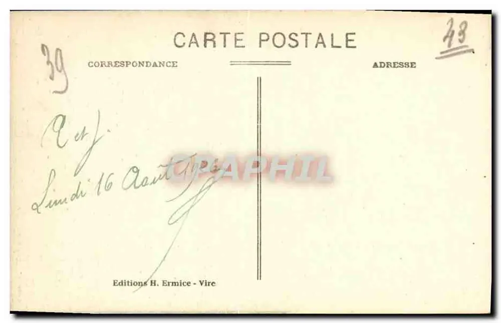Viaduc de la Souleuvre — Linie von Vire nach Caen — Editions H. Ermice - Vire - Rückseite