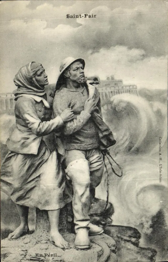 Saint-Pair — Statue de « En Péril » — Éditeur L'Isle-Amain, n° de série non visible - Frente