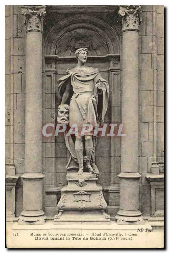 David hält den Kopf Goliaths — Museum für Vergleichende Skulptur, Hôtel d'Escoville, Caen — ND Phot - Vorderseite