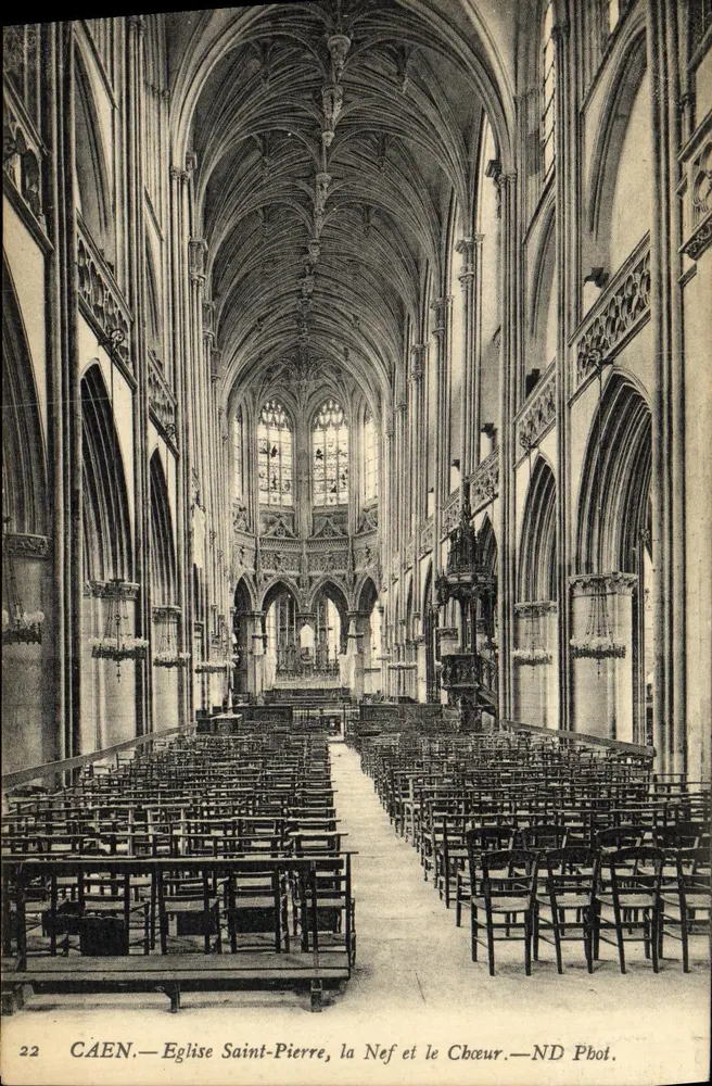 Câen — Kirche Saint-Pierre, der Kirchenschiff und der Chor — ND Phot. - Vorderseite