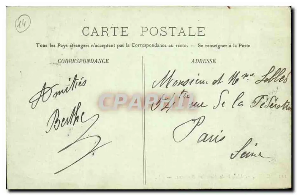 Caen — A Escola de Natação Berteaux — LL. — N° 102 - Verso