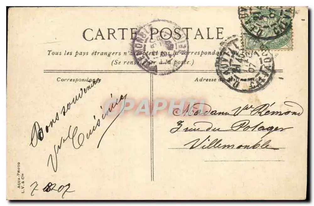 Deauville - Promenade de la plage — Bilhete postal antigo n°8 — editor AQUA-PHOTO - Verso
