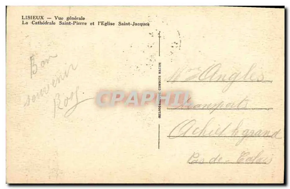 Lisieux — Vista geral — A Catedral de São Pedro e a Igreja de São Jacó — Reliographique Combier Macon - Verso