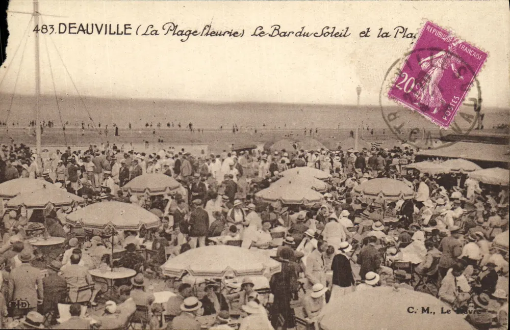 Deauville (Die Blühende Strand) — Le Bard du Soleil und der Strand — C. M., Le Havre - Vorderseite