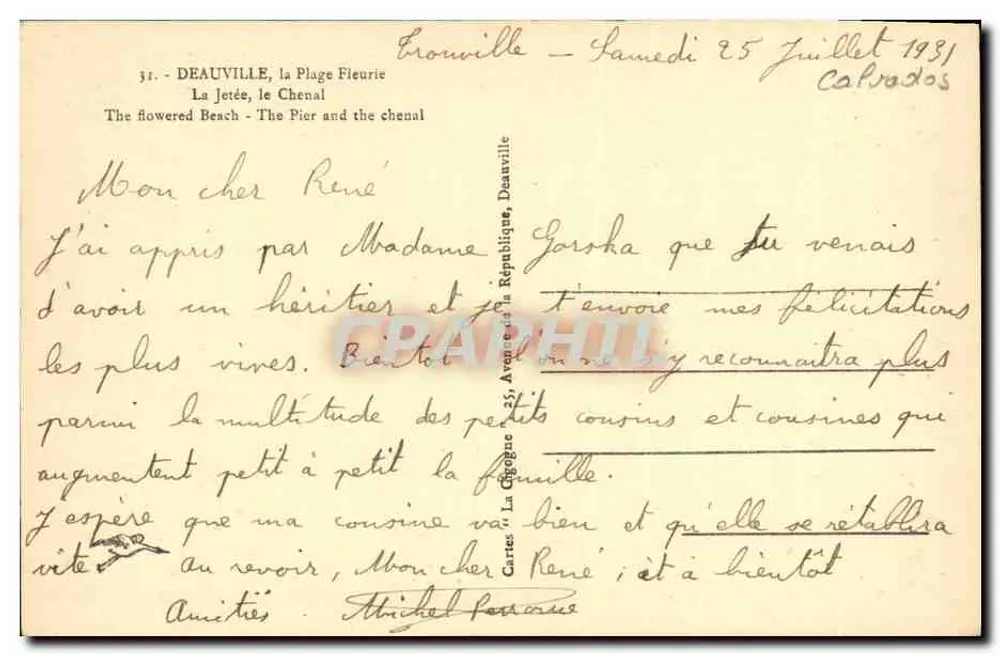 Deauville — Die Mole, der Kanal — Cartes & La Chérogne, Deauville - Rückseite