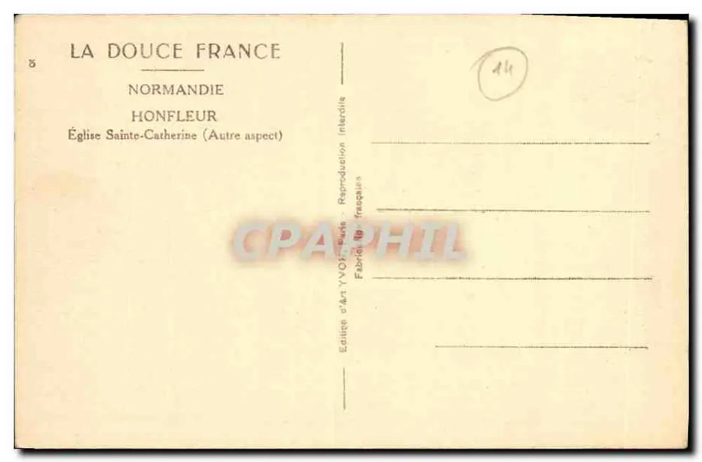 Honfleur — Igreja de Santa Catarina (Outro aspecto) — Editor d'Art Yvor, Paris - Verso