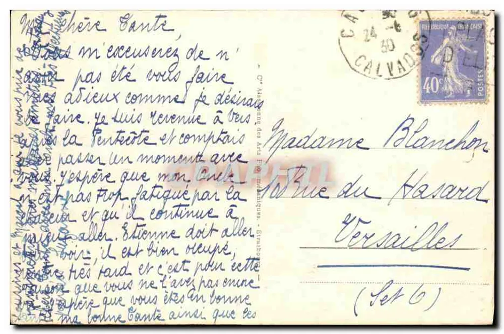 Cabourg - Das Casino und das Grand Hôtel - Verlag: C. P. A. (Nr. 83) - Rückseite