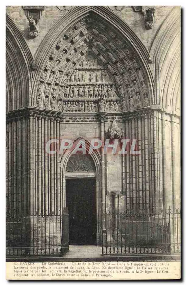 Bayeux — Die Kathedrale — Nordtür — geschnitzter Tympanon - Vorderseite