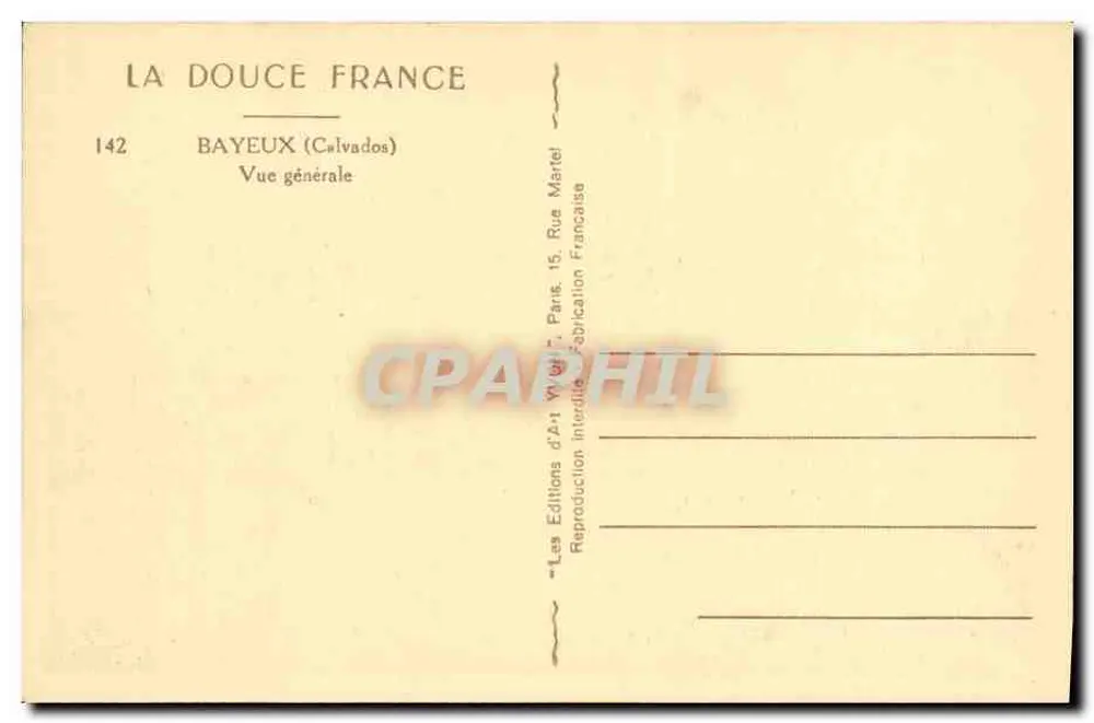 Bayeux — Vista geral — Les Éditions d'Art, Paris - Verso