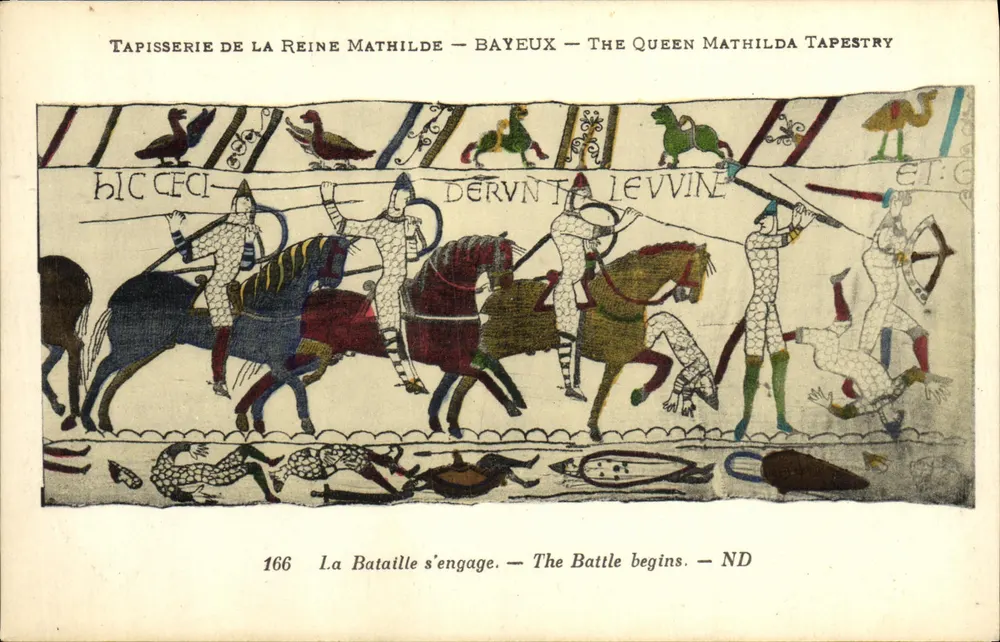 Tapisserie der Königin Mathilde — Bayeux — Die Tapisserie der Königin Mathilde — 166 Der Kampf beginnt — ND - Vorderseite