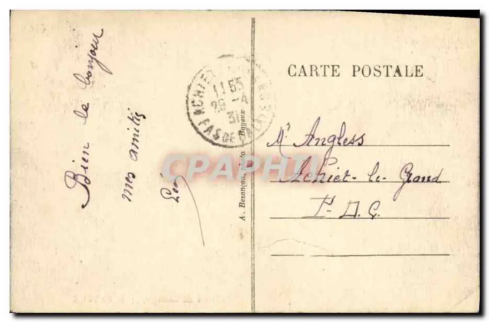 Castelo de Carcagny, perto de Bayeux — editor A. Bezançon, número de série não visível - Verso