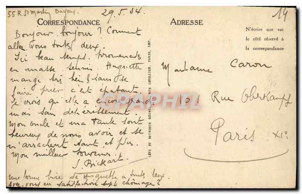 Bayeux — Haus in der Straße Saint-Martin — ND — Verlag: Lévy et Nénotiers Récollet - Rückseite