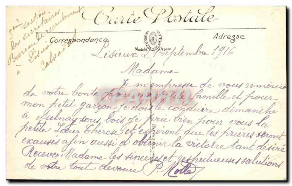 Lisieux — A Catedral de São Pedro — Edição Artística Albert Gréante, Lisieux, série SELECTA - Verso