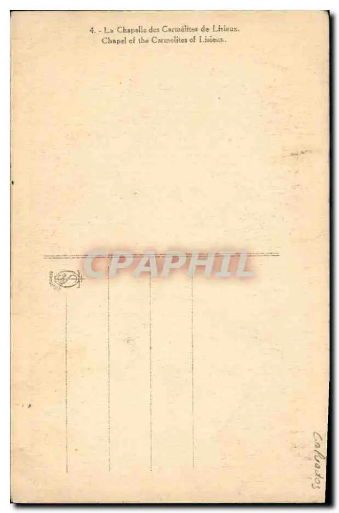 Innenansicht der Carmelitenkapelle in Lisieux — Verlag Calicados, Nr. 4 - Rückseite