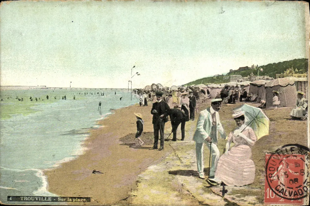 Trouville - Na praia. — Editor Calvado, n°4 - Frente