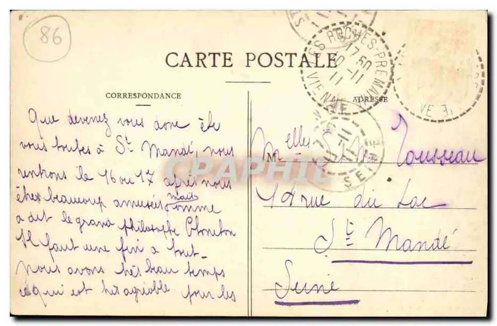 Les Roches-Prémaries (Vienne) — Castelo — Cliché e Coleção L. B. G. - Série B. - 416 - Verso