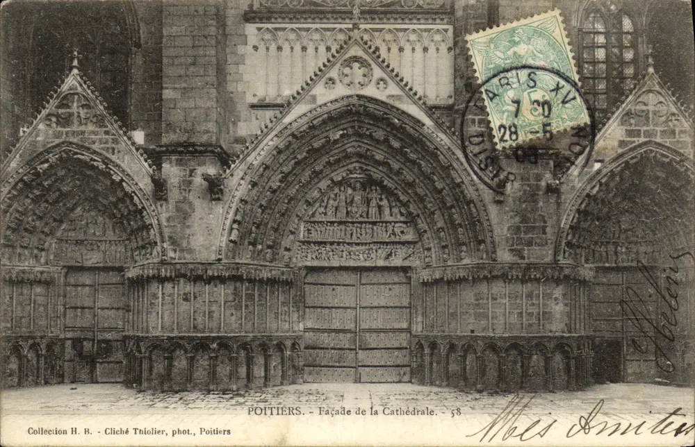 Poitiers — Fachada da Catedral — Cliché Thiolier, fot. Poitiers, n° 58 - Frente