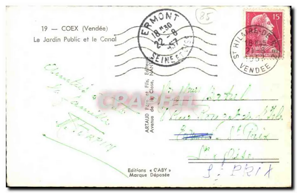 O Jardim Público e o Canal — Coex (Vendée) — Éditions Gaby - Verso