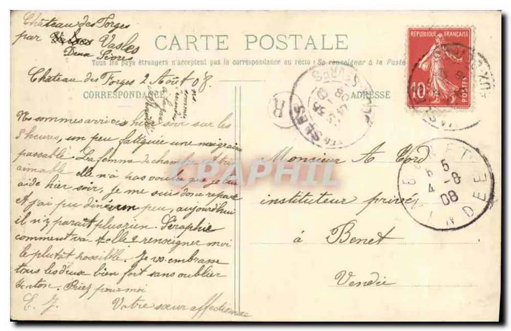 L'HERMENAUT (Vendée) — Binnenkant van de Kerk — Collectie A. Robin, Fontenay-le-Comte, n° 01843 - Achterkant