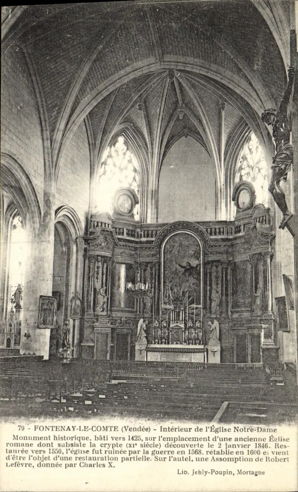 Fontenay-le-Comte (Vendée) — Innenansicht der Kirche Notre-Dame — Lib. Jehly-Poupin, Mortagne - Vorderseite