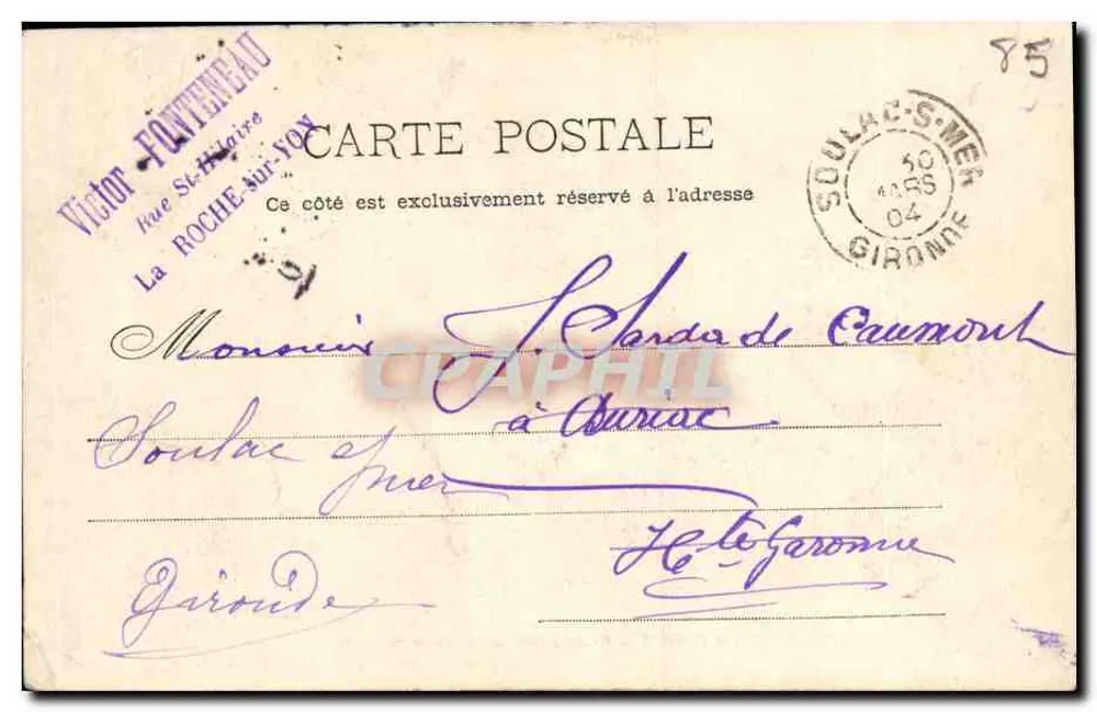 Fontenay-le-Comte — Kasernen Belliard (2. Remontecompanie) — Mme Milheau, Foto. Verlag La Roche-sur-Yon — Nr. 420 - Rückseite
