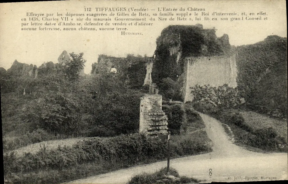 Tiffauges (Vendée) — Uitzicht op de ingang van het kasteel — Huysmans, n°112 - Voorkant
