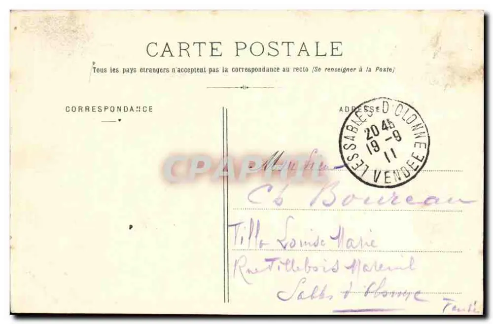 St-GILLES-sur-VIE (Vendée) — Innenansicht der Kirche — Sammlung Boulatim, Croix-de-Vie, n° 89 - Rückseite