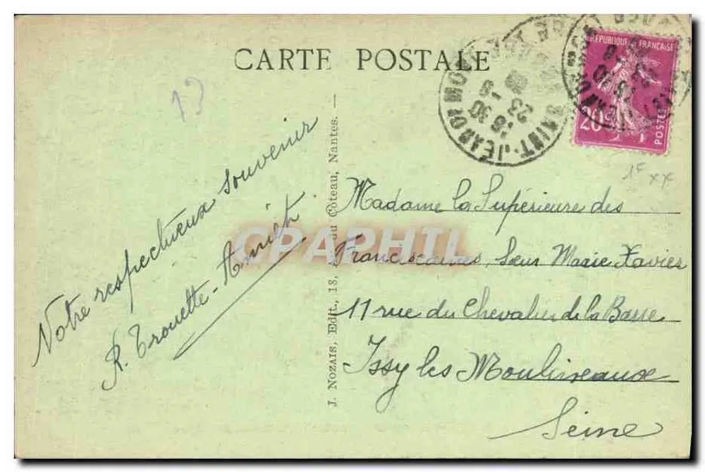 St-JEAN-de-MONTS (Vendée) — Innenansicht der Kirche — J. NOZARS, Nantes, Nr. 89 - Rückseite