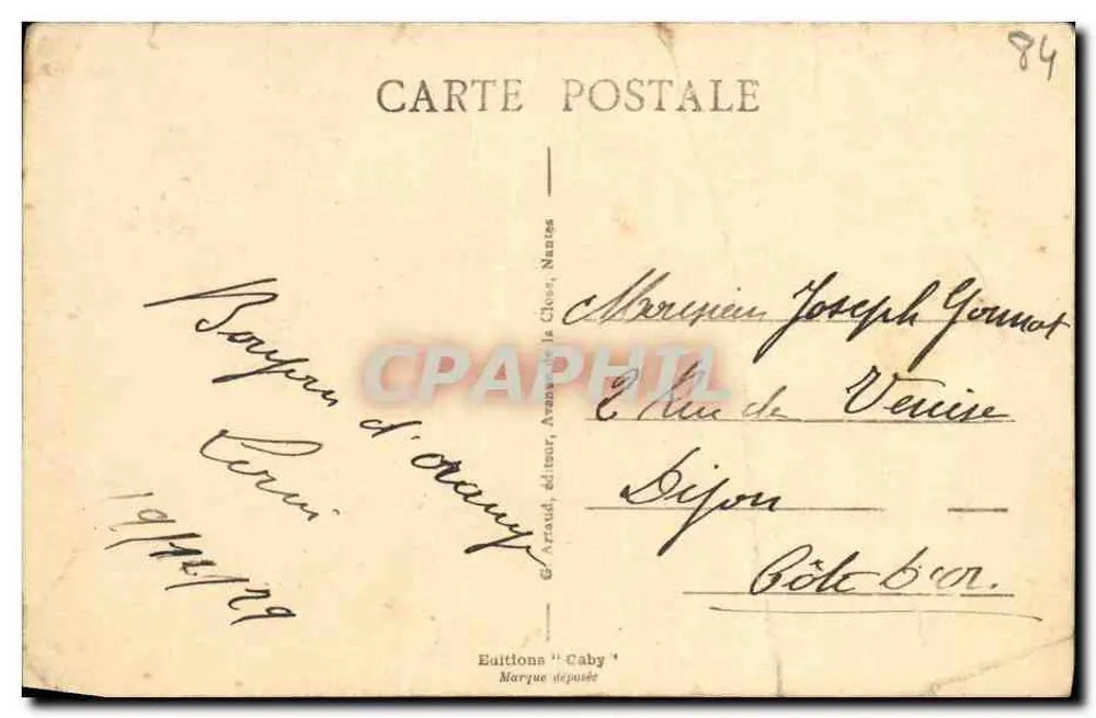 Orange - O Arco do Triunfo — O mais belo que foi erguido na França pelos Romanos — Editor Caby, Nantes - Verso