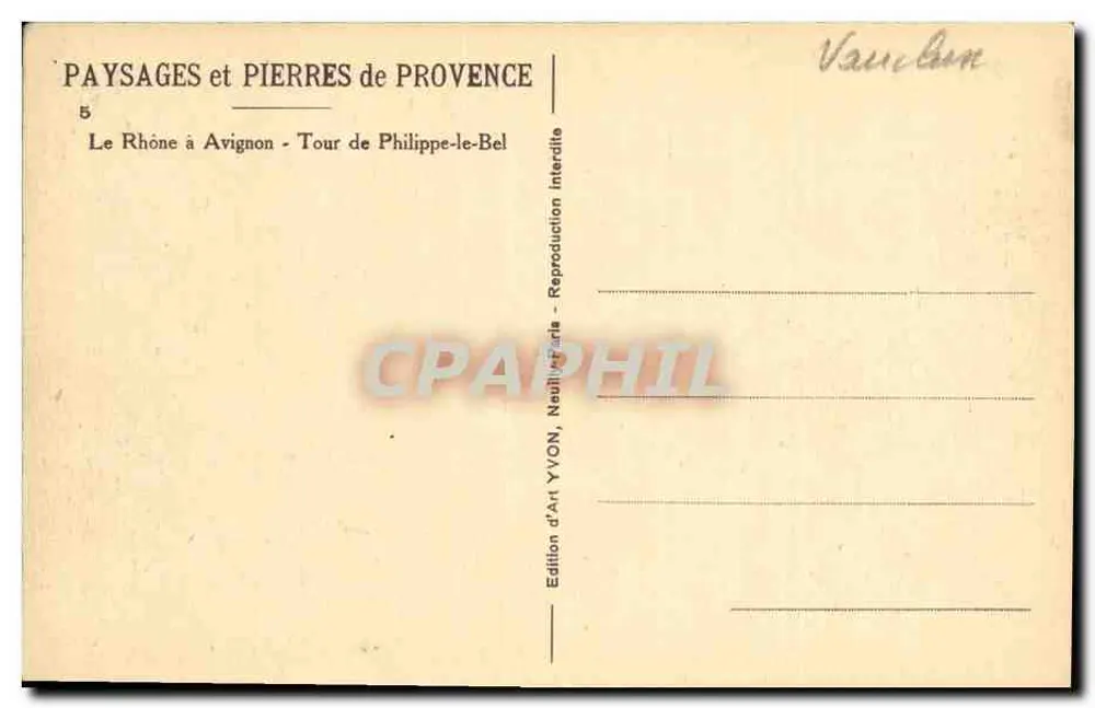 O Rio Rhône em Avignon - Torre de Felipe o Belo — Edição de Arte YVON - Verso