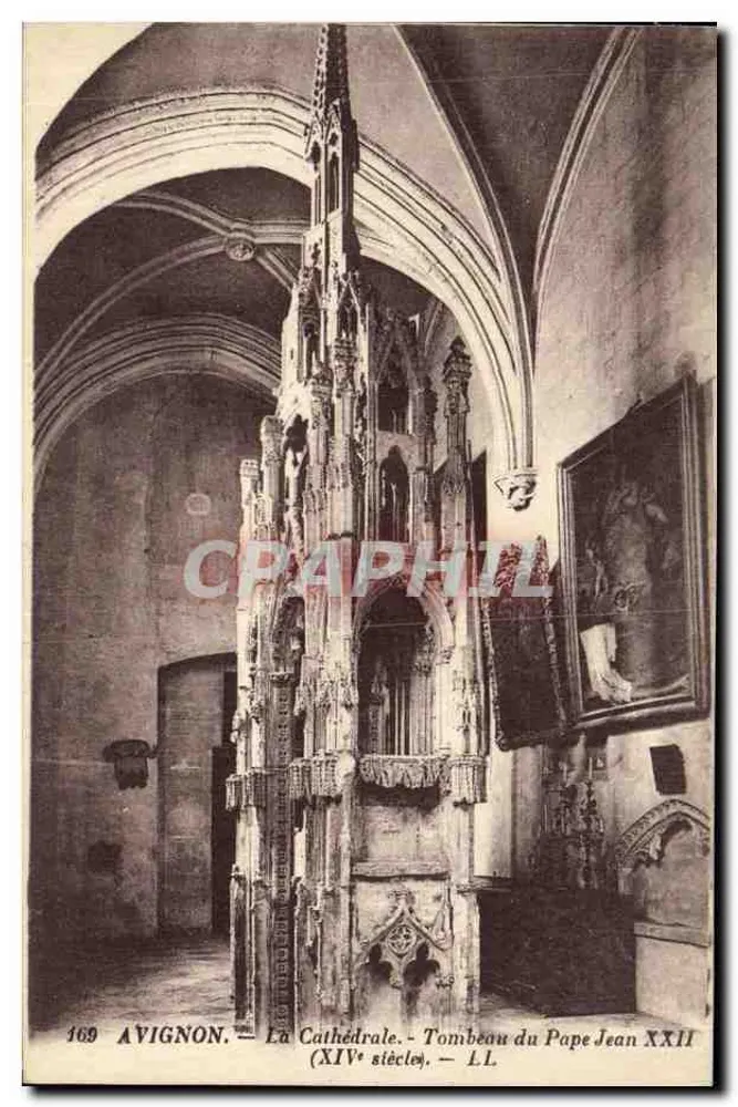 Avignon — Die Kathedrale. Grabmal des Papstes Johannes XXII. (14. Jahrhundert) — LL - Vorderseite