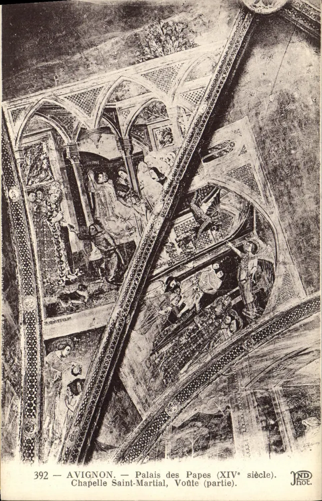 Avignon — Palast der Päpste (14. Jahrhundert). Kapelle Saint-Martial, Gewölbe (Teil). - Vorderseite
