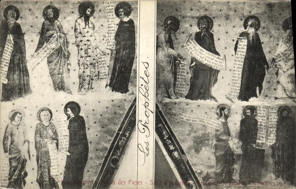 Os Profetas — Sala de Audiência — Palácio dos Papas — Fresco de Simone Mille 1319 - Frente