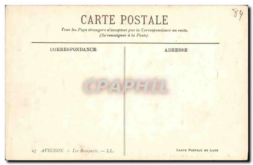Avignon — Os Muros — Carta Postal de Luxo - Verso