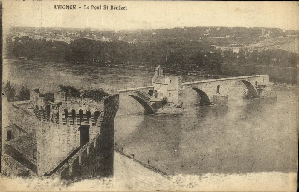 Avignon - O Ponte São Bénézet — vista do ponte e da torre — editor não identificado - Frente