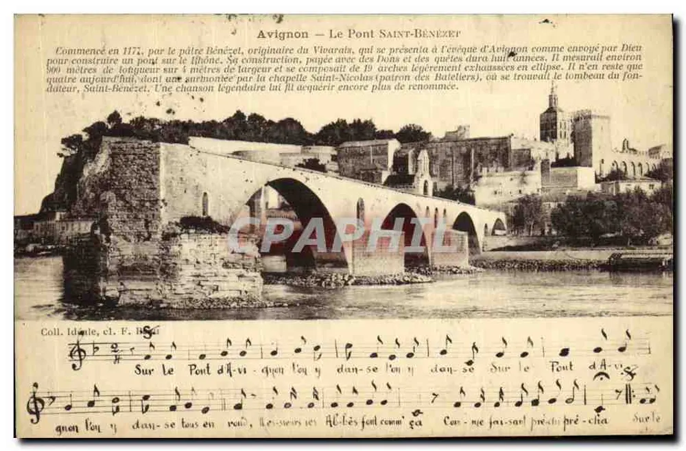 Avignon — O Ponte Saint-Bénézet — Coleção Ideal, cl. F. 185 - Frente