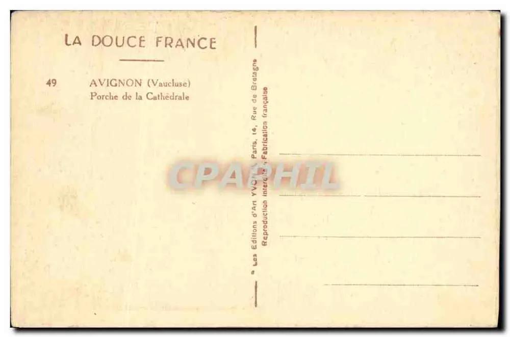 Avignon (Vaucluse) — Portal da Catedral — Yvon - Verso
