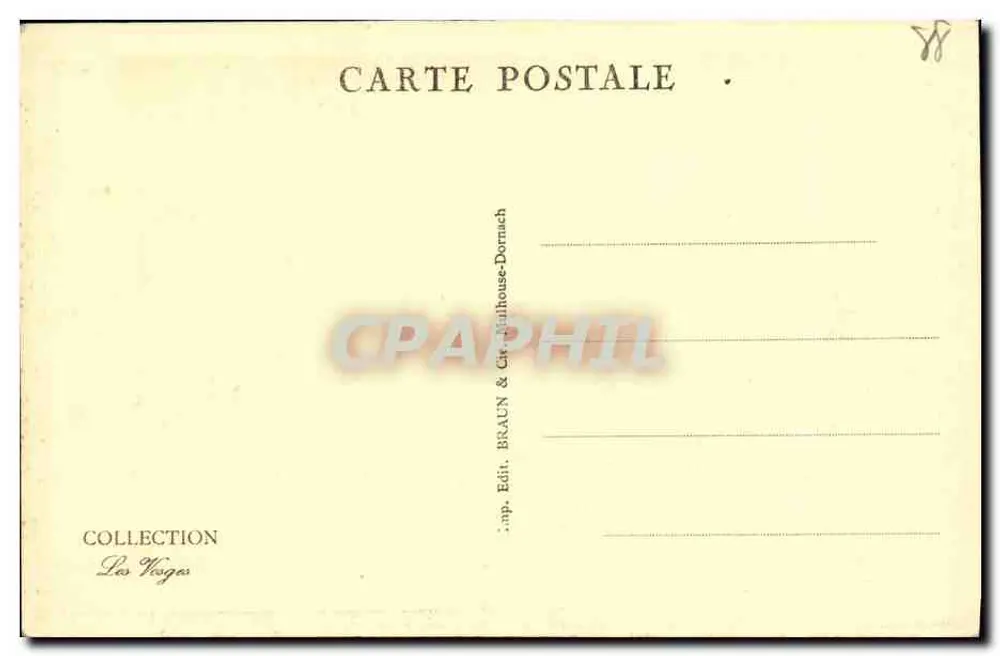 Os Vosges — Rayons sob os pinheiros — Editor Braun & Cie, Dornach - Verso