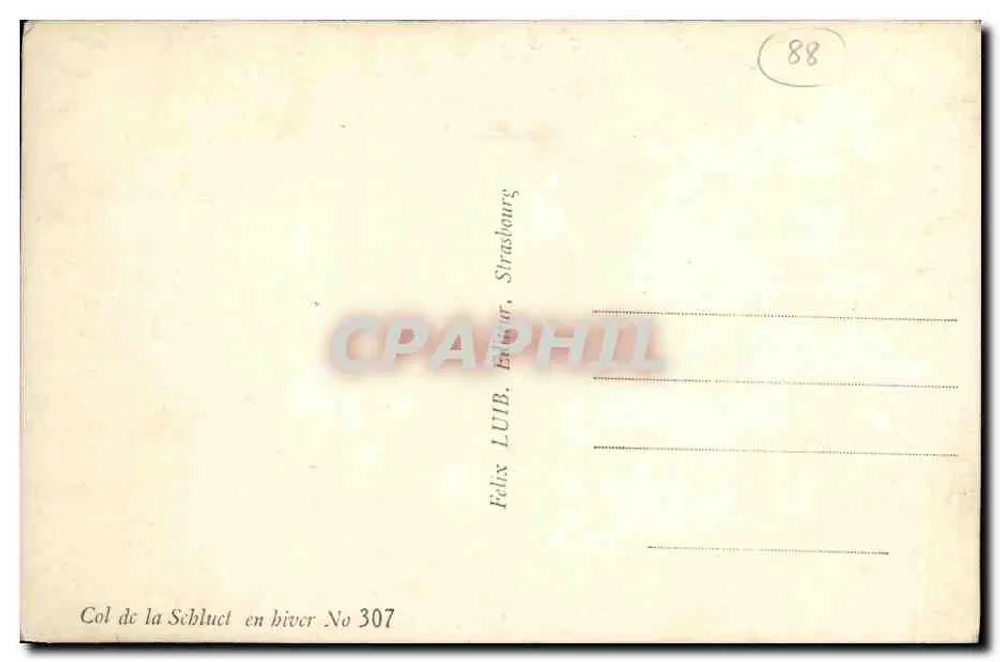 Col da Schlucht no inverno — Felix LUIB, Strasbourg — No 307 - Verso
