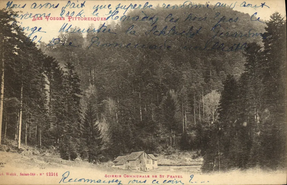 Scierie communale de St-Pratel — Les Vosges pittoresques — Ed. Weick, Saint-Dié n° 12214 - Frente