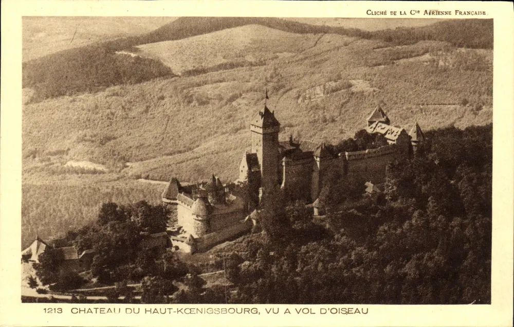 Schloss Haut-Kœnigsbourg — Aus der Vogelperspektive — Cliché der Französischen Luftfahrtgesellschaft, Nr. 1213 - Vorderseite