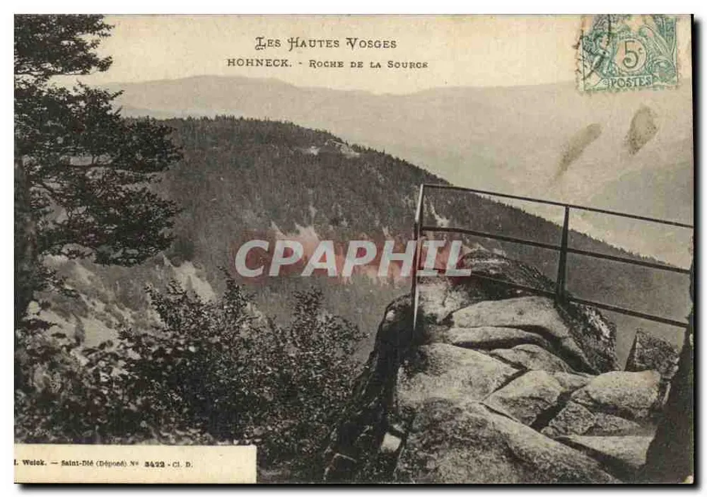 As Altas Vosges — Hohneck - Roche de la Source — L. Welch, Saint-Dié, N° 3422, Cl. D. - Frente
