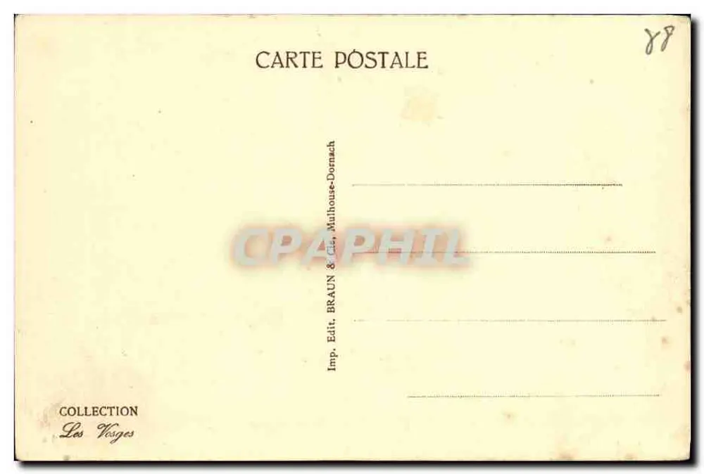 Bussang — A estrada do colo e o Drumont — Coleção Les Vosges, editado por Braun & Cie, Mulhouse-Dornach - Verso