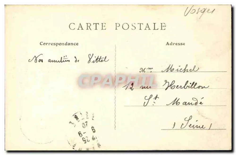 Vittel — Thermalbad — Central-Hôtel — Les Vosges Illustrées - Rückseite