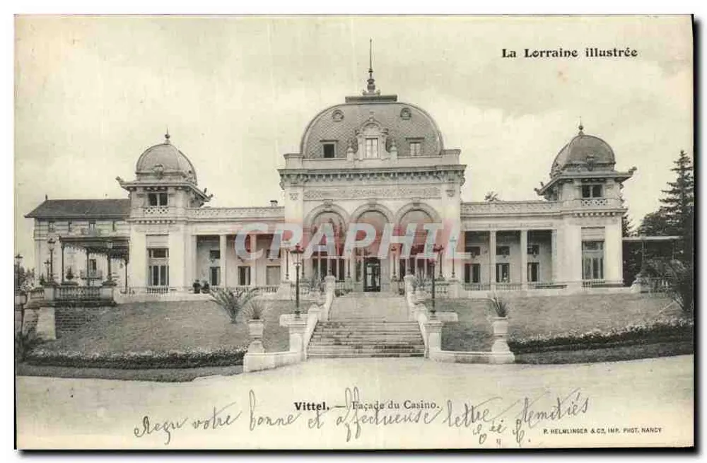 Vittel — Fachada do Casino — La Lorraine illustrée, P. Helmlinger & Cie, Imp. Phot. Nancy - Frente