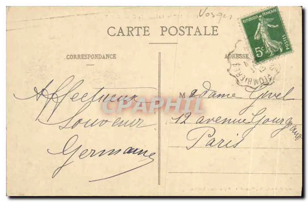 Plombières-les-Bains — Ansicht des Coteau de la Vierge — Louis Kastcner, Verlag - Rückseite