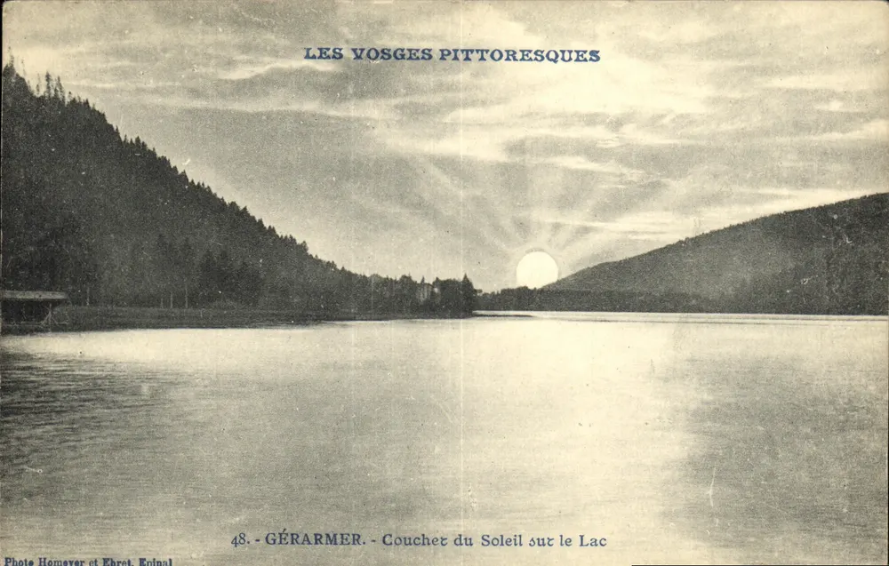 Gérardmer - Pôr do Sol sobre o Lago — Les Vosges Pittoresques, n°48, Foto Homeyer e Ehrret, Érinal - Frente