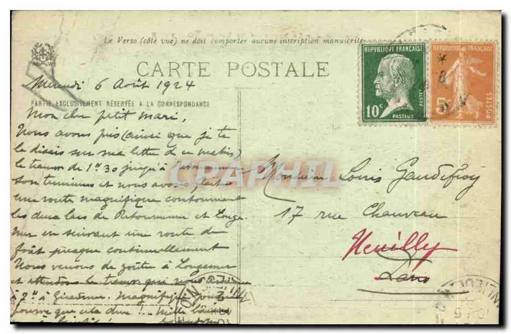Environ de Gérardmer — La Naissance du Lac de Longemer — Ad. Welick, Samt-Dié, N° 14624 - Verso